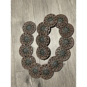 NOCONA Womens Wide‎ Disk Conchos Floral Belt Turquoise Medium Western